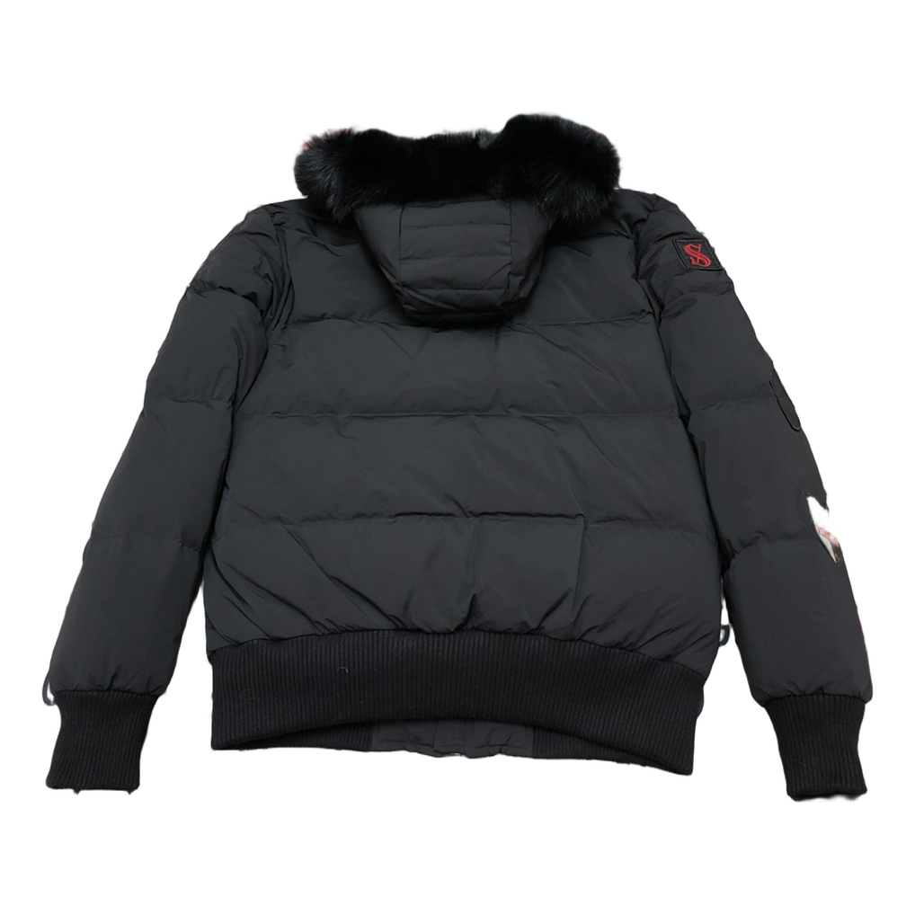 Moose Knuckles Patch-Detail Hooded Bomber — Black — #315