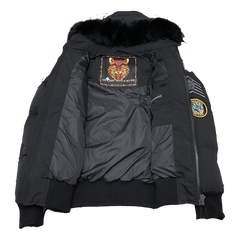 Moose Knuckles Patch-Detail Hooded Bomber — Black — #315