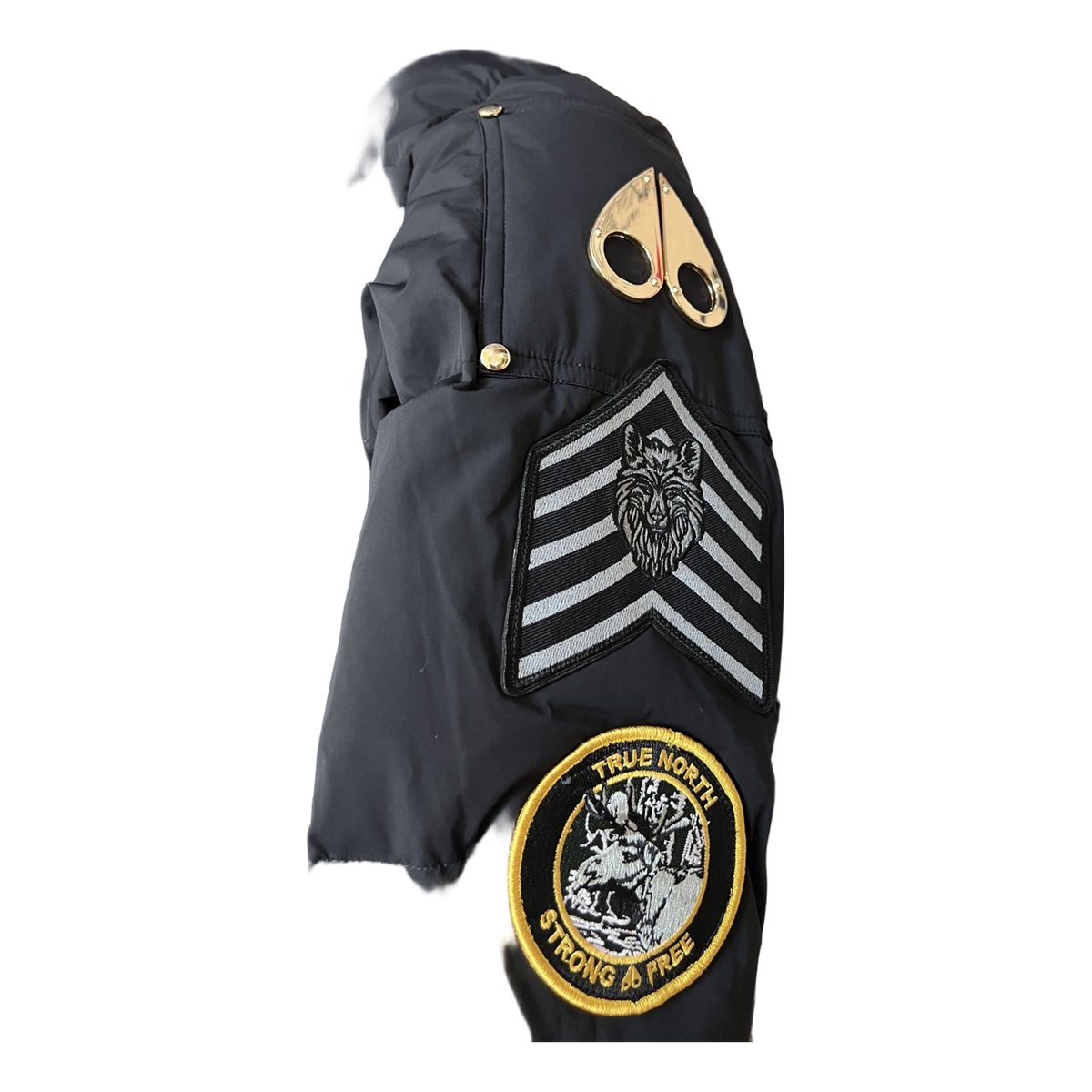 Moose Knuckles Patch-Detail Hooded Bomber — Black — #315