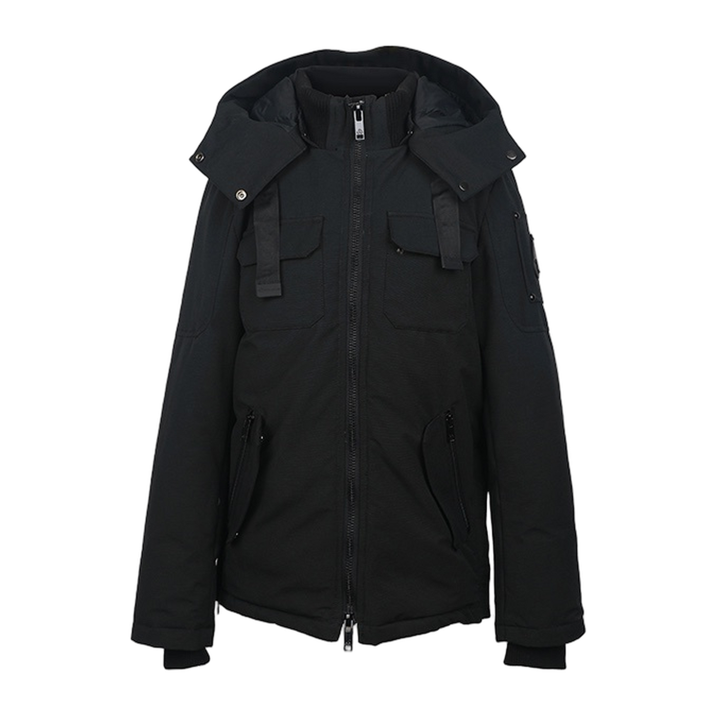 Moose Knuckles Biencourt Shell Hooded Down Jacket — Black — #325