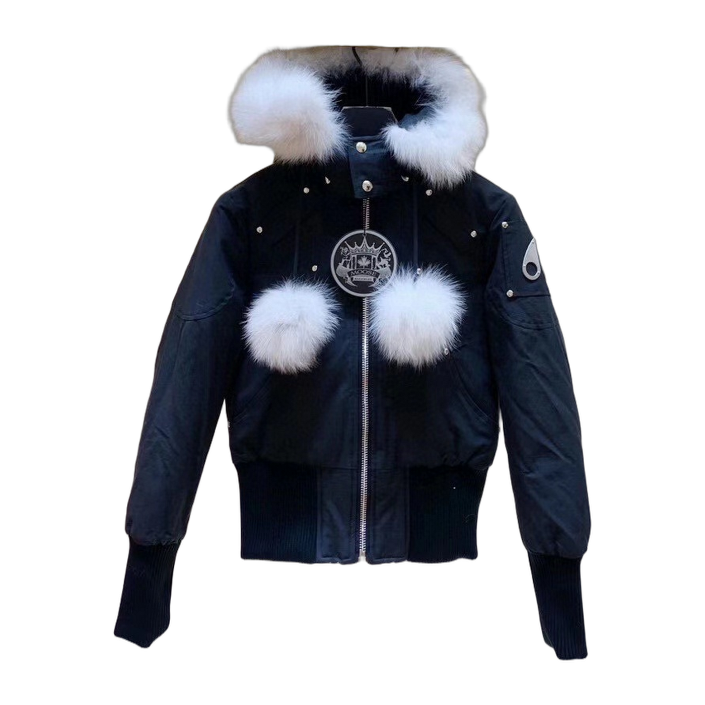 Moose Knuckles Women's Original Debbie Shearling-Trim Bomber Jacket — Black — #341