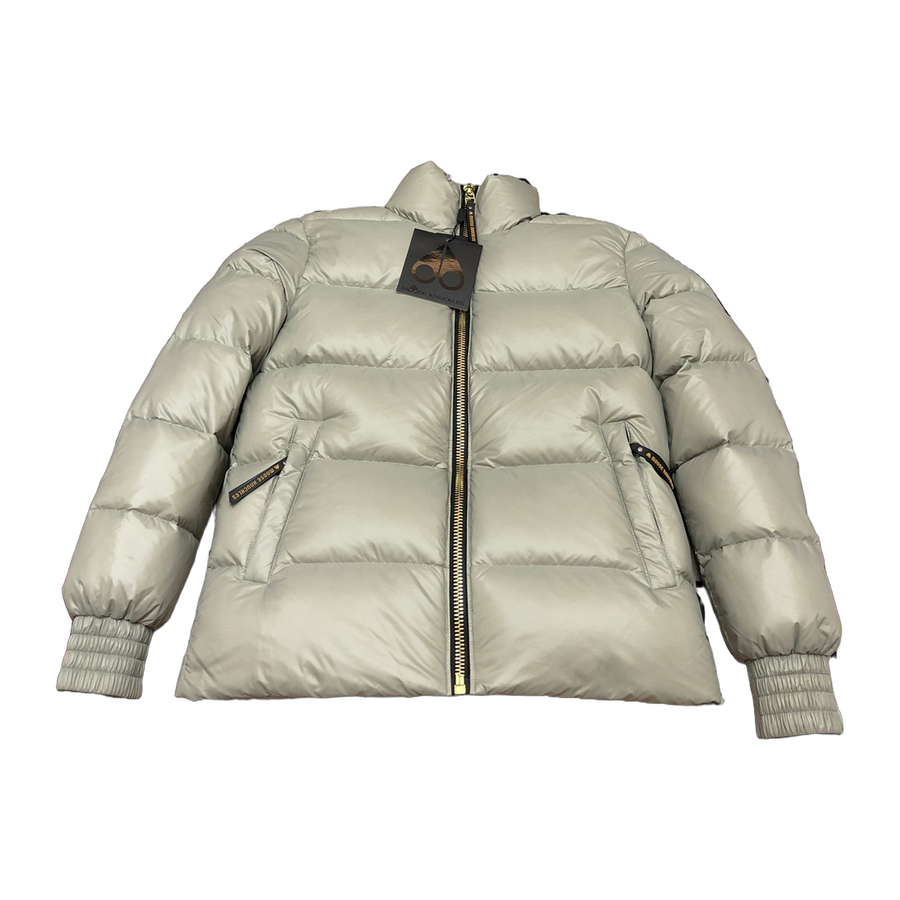 Moose Knuckles Quilted Logo-Zip Puffer Bomber — Off White — #314