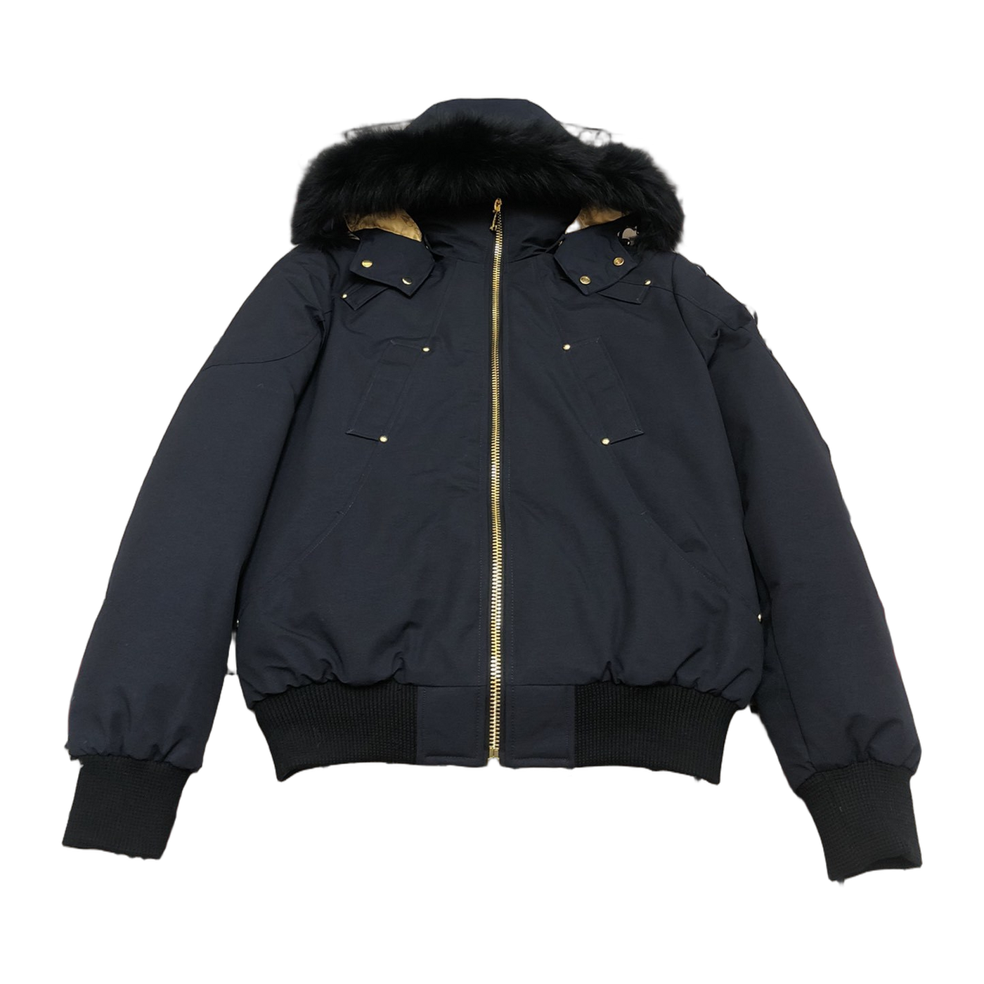 Moose Knuckles Men's Gold Series Original Shearling-Trim Ballistic Bomber — Black — #318