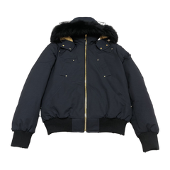 Moose Knuckles Men's Gold Series Original Shearling-Trim Ballistic Bomber — Black — #318