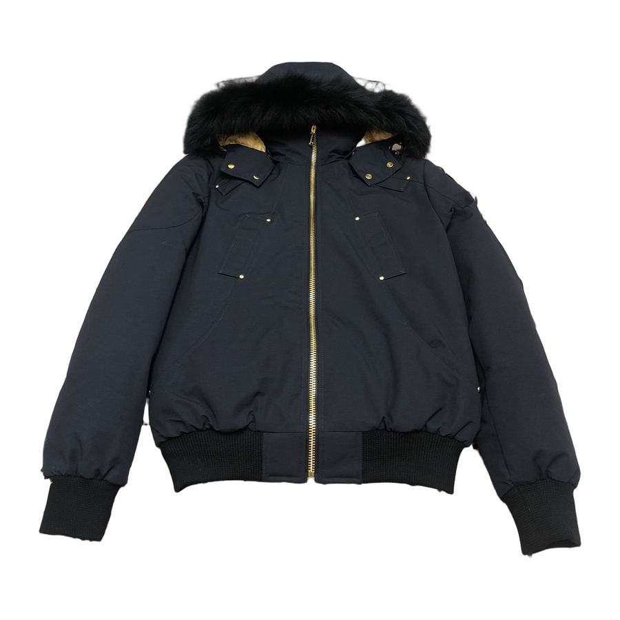 Moose Knuckles Men's Gold Series Original Shearling-Trim Ballistic Bomber — Black — #318