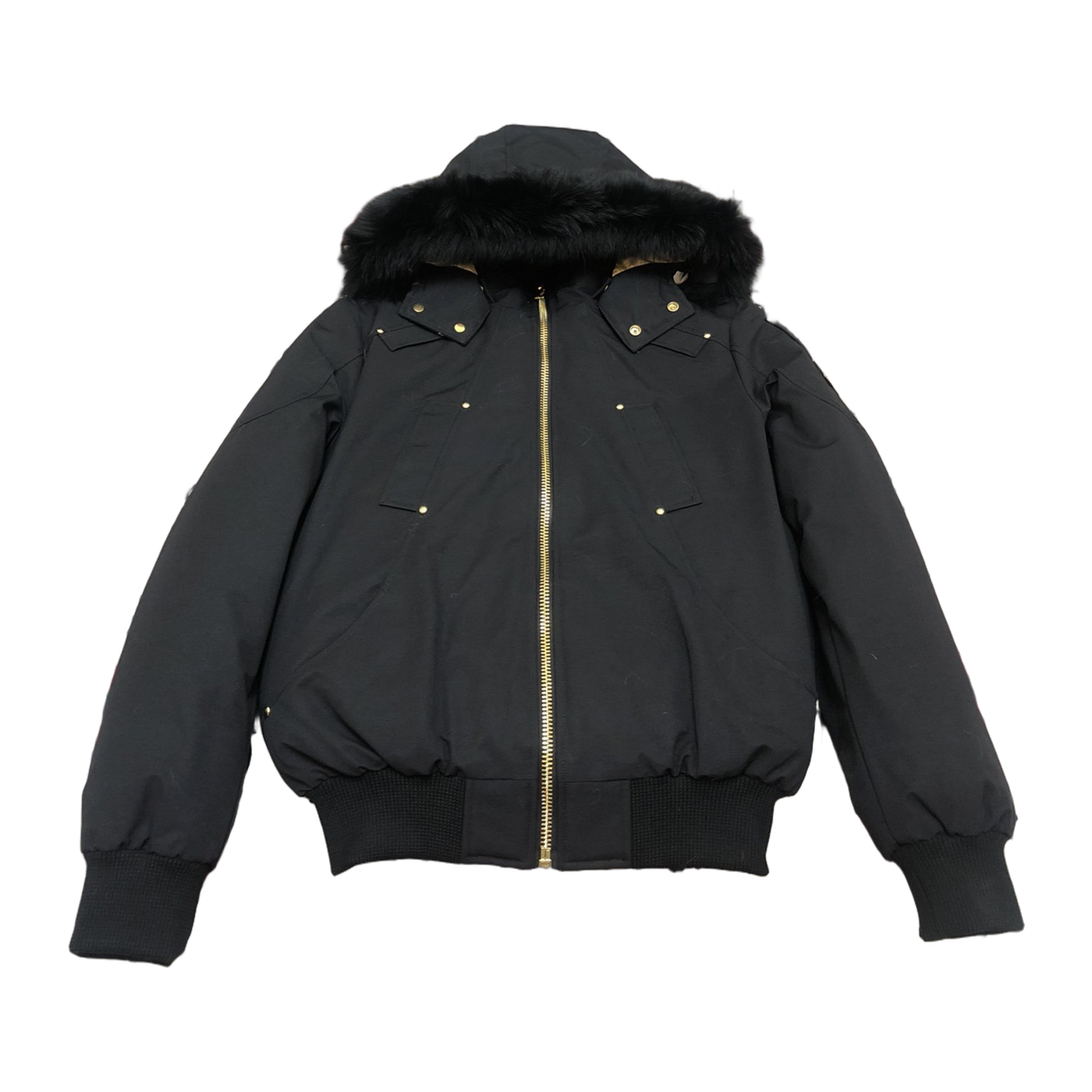 Moose Knuckles Men's Gold Series Original Shearling-Trim Ballistic Bomber — Black — #318