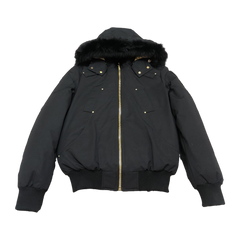 Moose Knuckles Men's Gold Series Original Shearling-Trim Ballistic Bomber — Black — #318