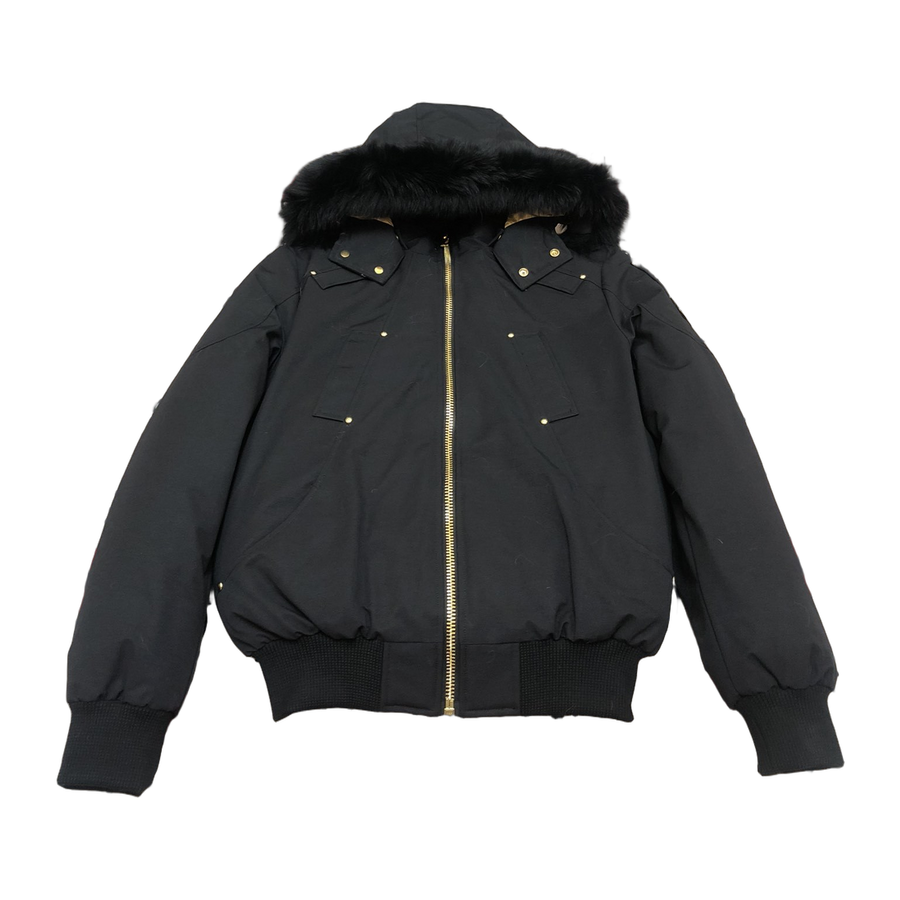 Moose Knuckles Men's Gold Series Original Shearling-Trim Ballistic Bomber — Black — #318