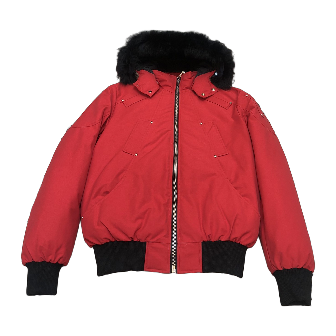 Moose Knuckles Men's Original Ballistic Shearling-Trim Bomber Jacket — Black — #319