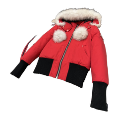 Moose Knuckles Women's Original Debbie Shearling-Trim Bomber Jacket — Red — #323