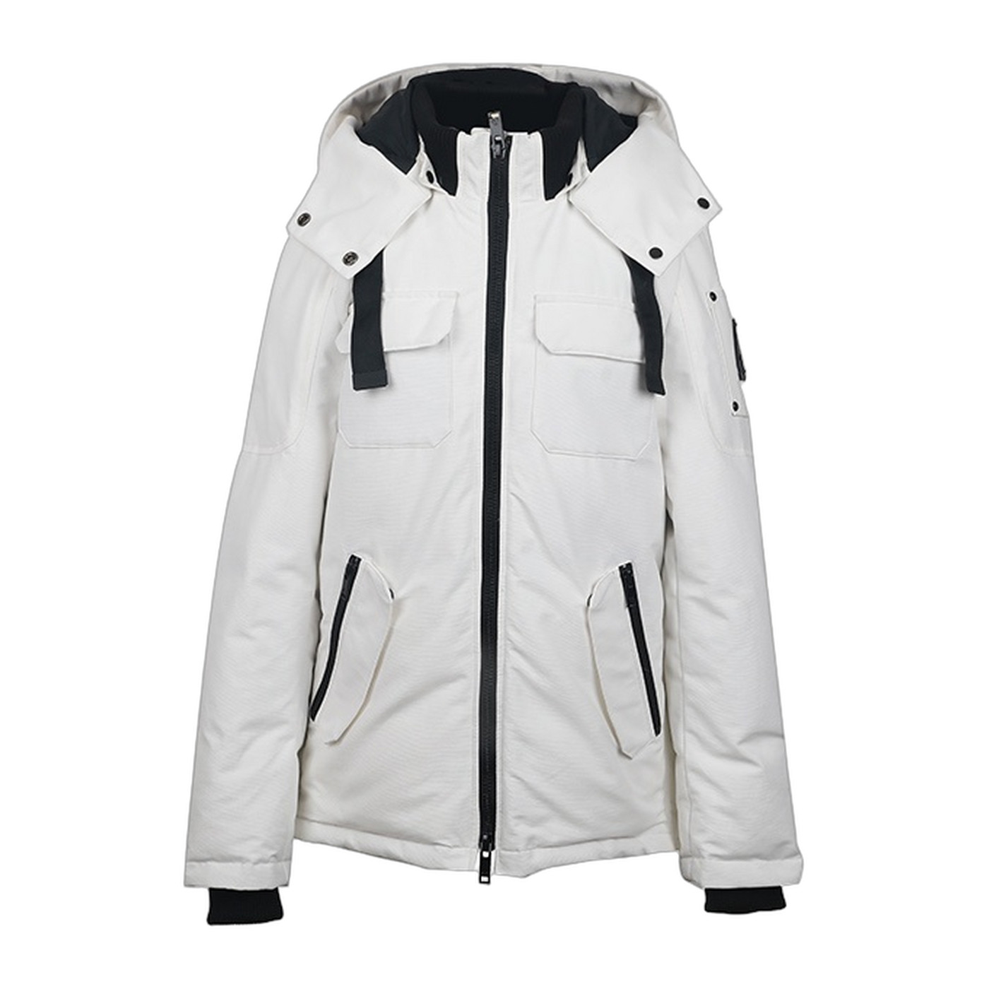 Moose Knuckles Contrast-Trim Hooded Winter Jacket — Off White — #336