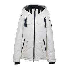 Moose Knuckles Contrast-Trim Hooded Winter Jacket — Off White — #336