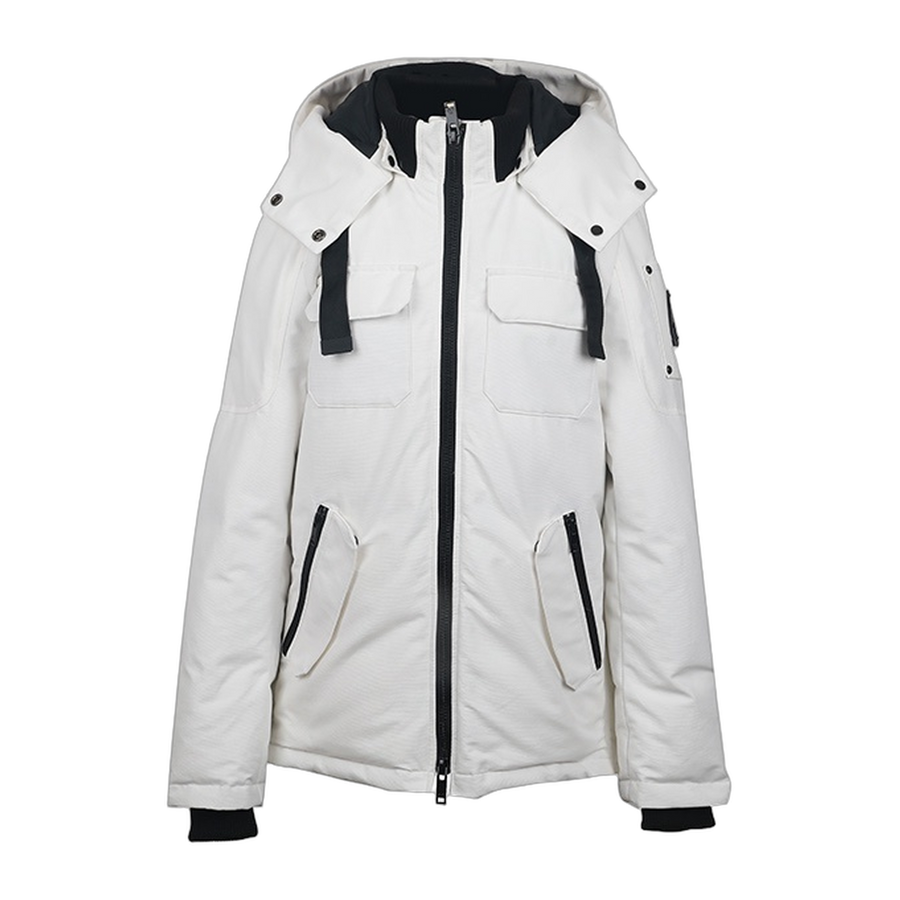 Moose Knuckles Contrast-Trim Hooded Winter Jacket — Off White — #336