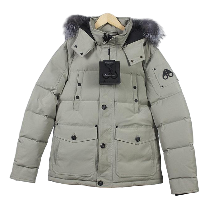 Moose Knuckles Fur-Trim Quilted Jacket — Grey — #331