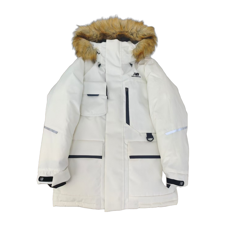 New Balance Fur-Trim Hooded Utility Jacket - White - #354