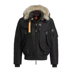 Parajumpers Logo-Patch Hooded Down Jacket — Green & Red — #357