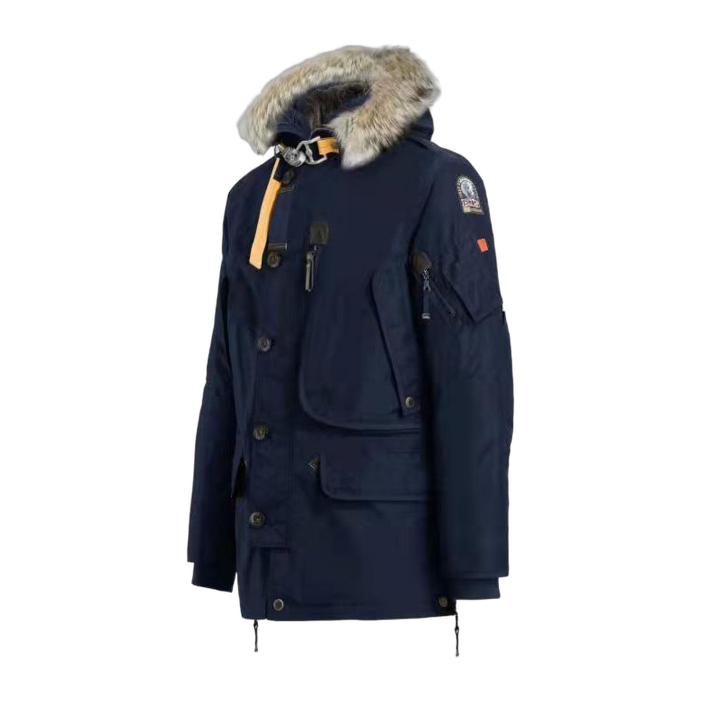 Parajumpers Logo-Patch Hooded Down Jacket — Green & Red — #357
