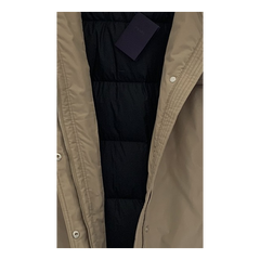 Prada Belted Fur-Trim Hooded Coat — Beige — #359