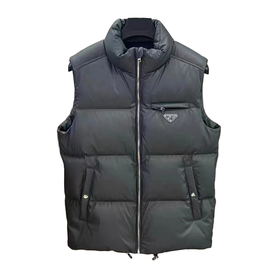 Prada Technical-Finish Puffer Vest — Grey — #365