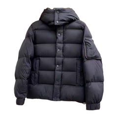 Prada Re-Nylon Hooded Puffer Jacket with Sleeve Pouch — #362