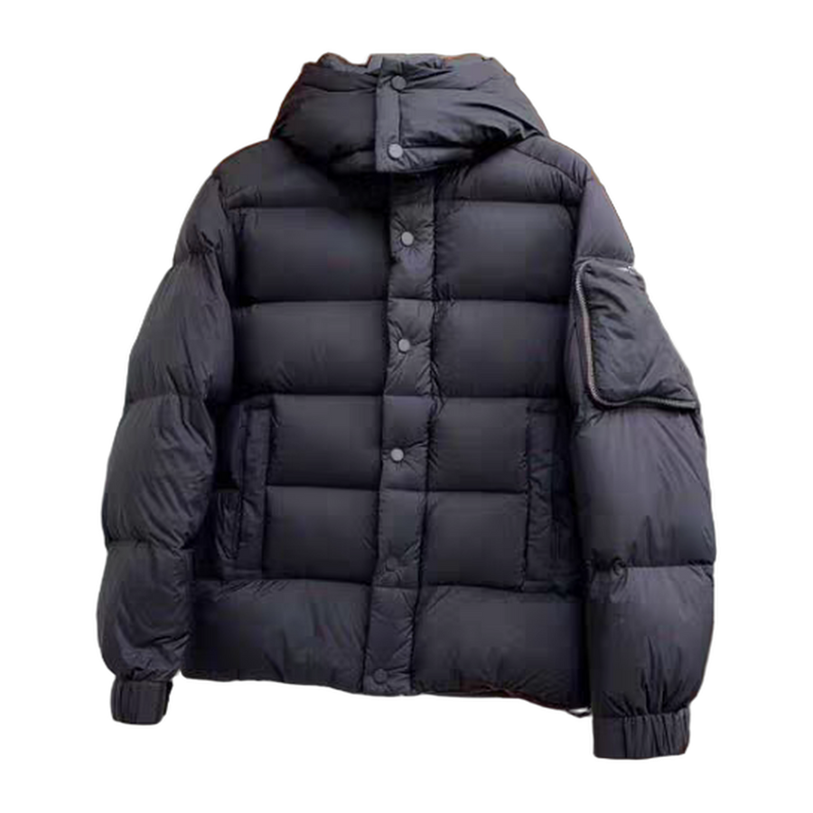 Prada Re-Nylon Hooded Puffer Jacket with Sleeve Pouch — #362