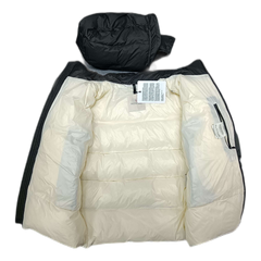 Moncler Tonal-Lettering Hooded Puffer Jacket — Black — #282