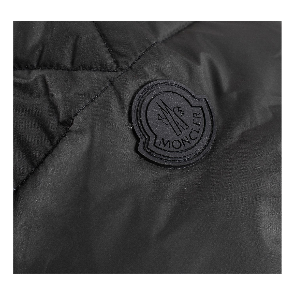 Moncler Tonal-Lettering Hooded Puffer Jacket — Black — #282