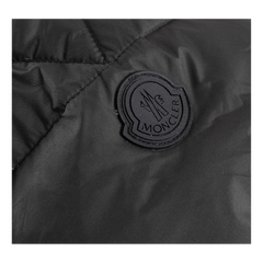 Moncler Tonal-Lettering Hooded Puffer Jacket — Black — #282