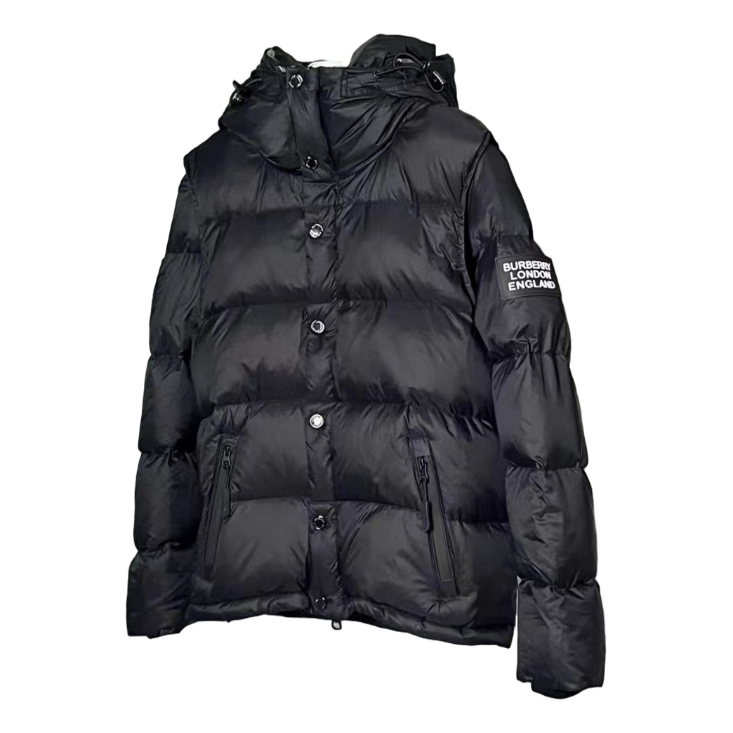 Burberry Check-Lined Detachable-Sleeve Puffer Jacket — Black — #036