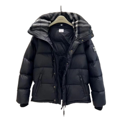 Burberry Check-Lined Detachable-Sleeve Puffer Jacket — Black — #036