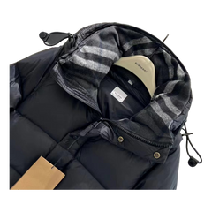 Burberry Check-Lined Detachable-Sleeve Puffer Jacket — Black — #036