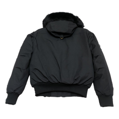 Moose Knuckles Gold-Trim Hooded Bomber Jacket — Black — #318