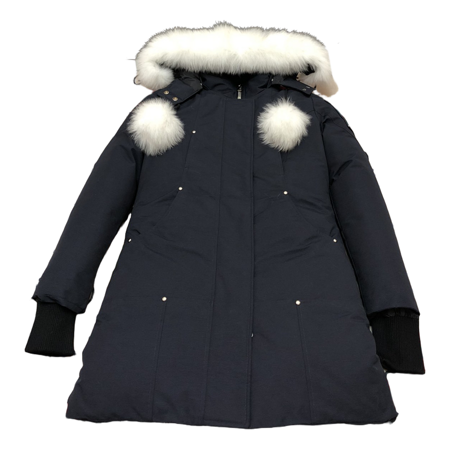 Moose Knuckles Pom-Pom Hooded Parka — Navy — #324
