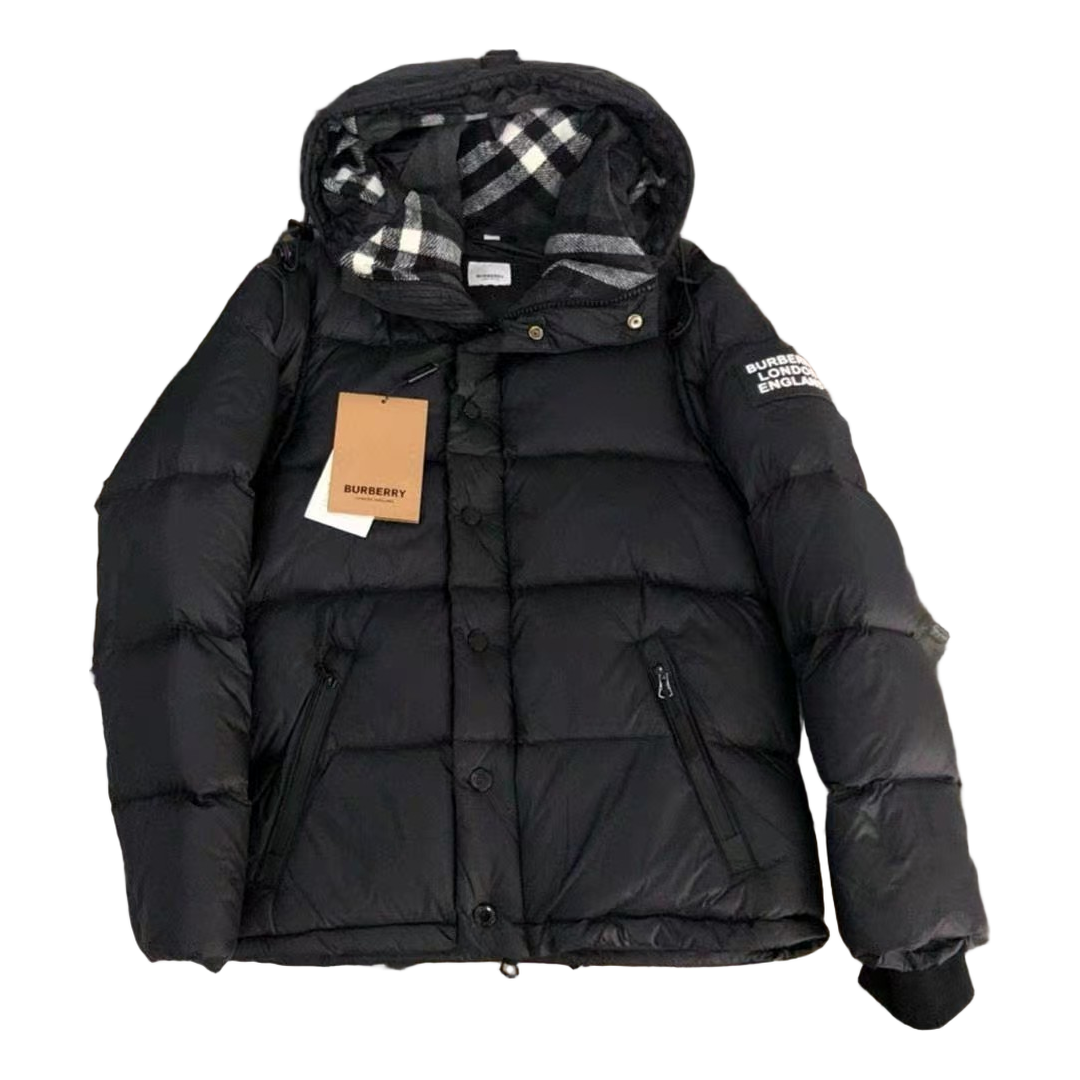 Burberry Logo-Detail Hooded Puffer Jacket — Black — #035