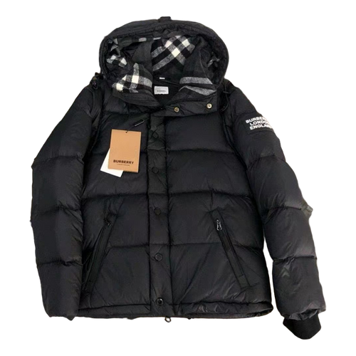Burberry Logo-Detail Hooded Puffer Jacket — Black — #035 — front view