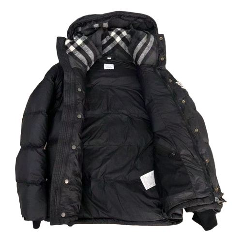 Burberry Logo-Detail Hooded Puffer Jacket — Black — #035 — open lining view