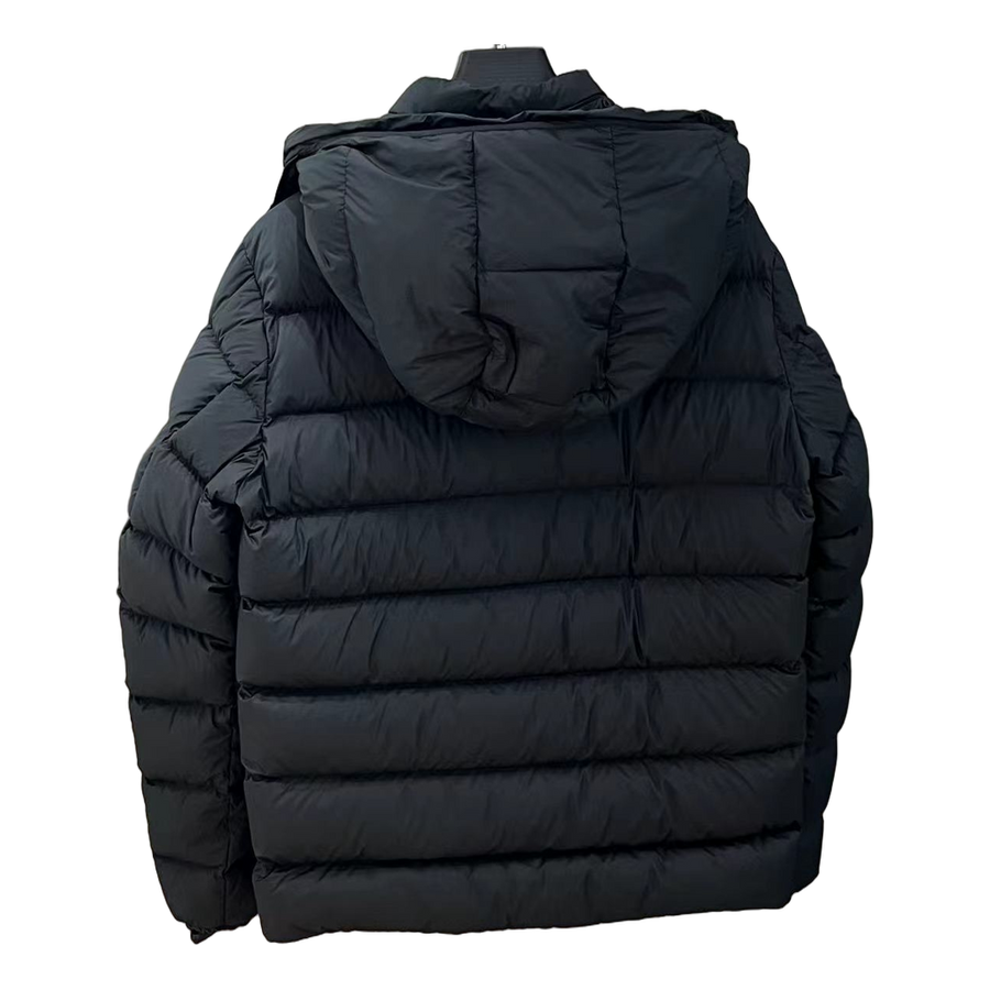 Moncler Logo-Placket Hooded Puffer Jacket — Black — #224