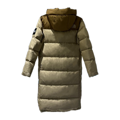 The North Face Colour-Block Checkerboard Long Down Coat — Yellow — #368