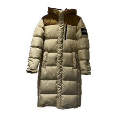 The North Face Colour-Block Checkerboard Long Down Coat — Yellow — #368