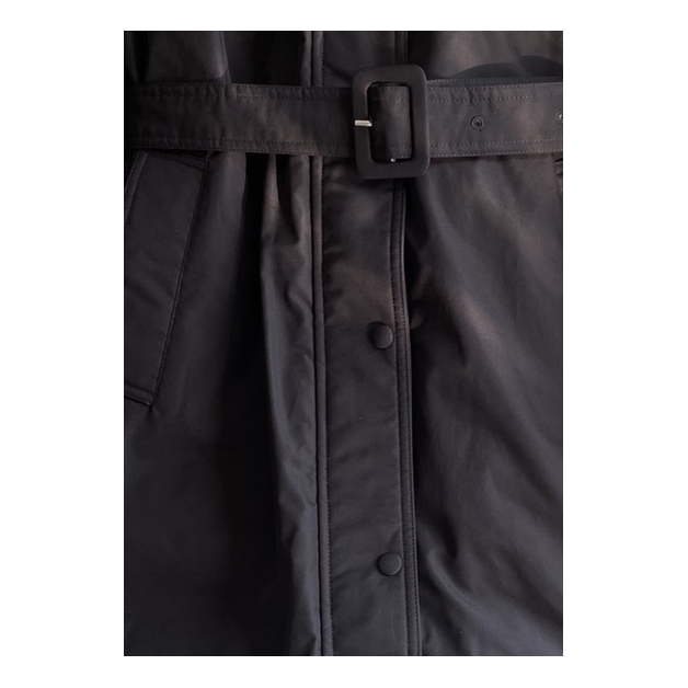 Prada Belted Fur-Trim Hooded Coat — Black — #360