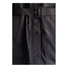 Prada Belted Fur-Trim Hooded Coat — Black — #360