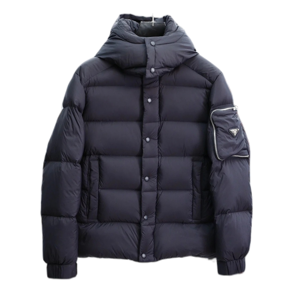 Prada Hooded Puffer Jacket with Sleeve Pouch — #362