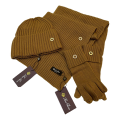 Loro Piana Ring Detail Hat Scarf and Gloves Set — #426