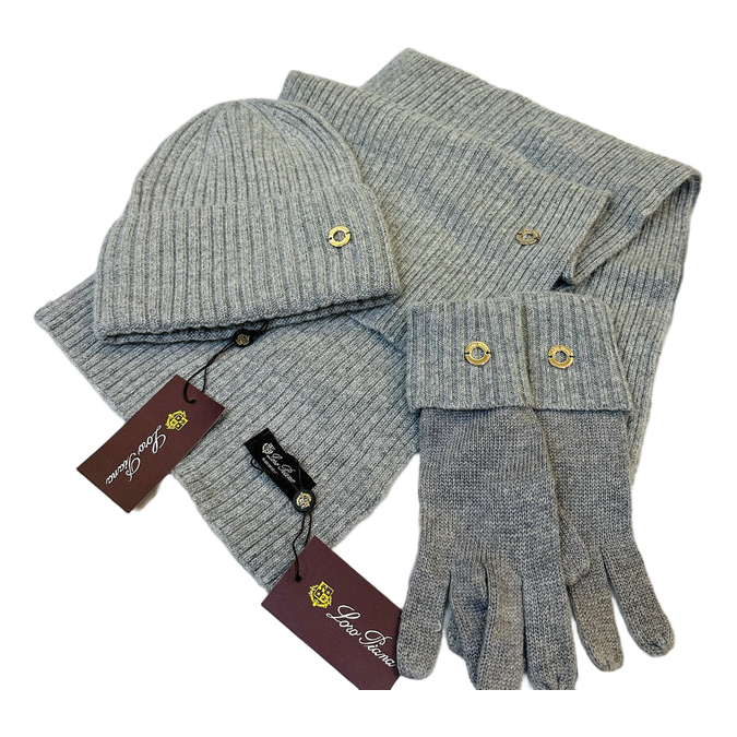 Loro Piana Ring Detail Hat Scarf and Gloves Set — #426
