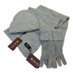 Loro Piana Ring Detail Hat Scarf and Gloves Set — #426