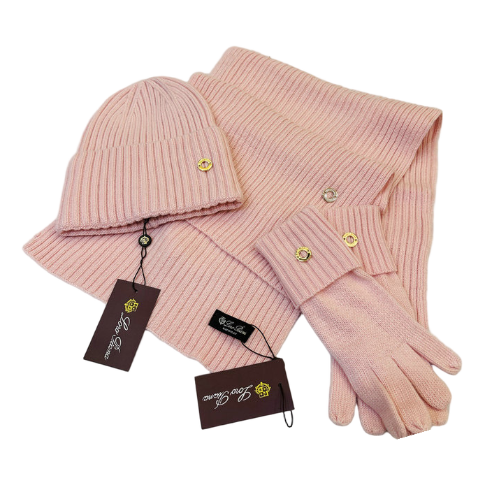 Loro Piana Ring Detail Hat Scarf and Gloves Set — #426