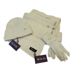 Loro Piana Ring Detail Hat Scarf and Gloves Set — #426