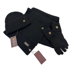 Loro Piana Ring Detail Hat Scarf and Gloves Set — #426