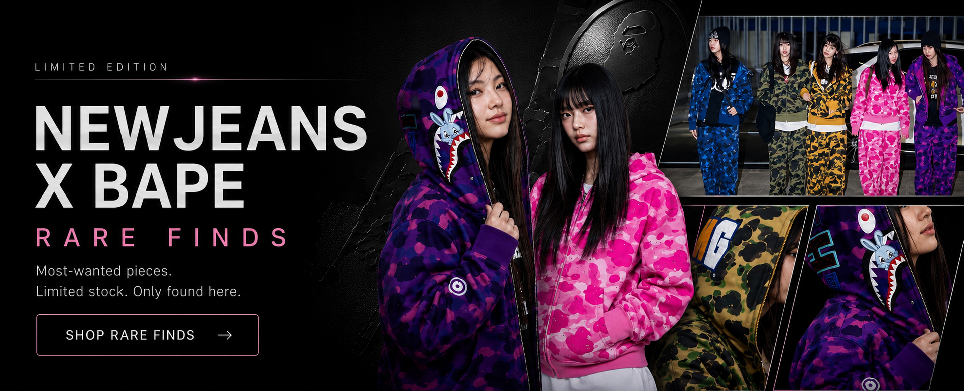 NewJeans x BAPE hoodie pieces from iResource Shop